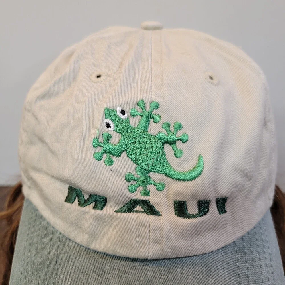 Maui Baseball Cap Unisex Kids White Green Embroidered Logo Adjustable Hat